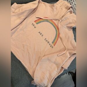 Pink Hoodie with Rainbow "You Are Enough" Graphic